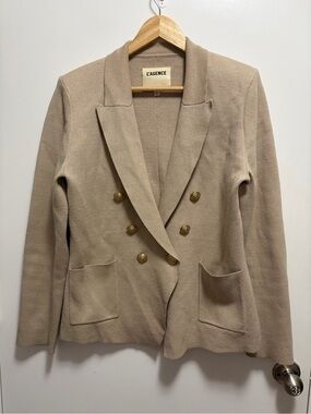 L'AGENCE Kenzie Metallic Knit Blazer in Khaki Gold Women’s Size Large